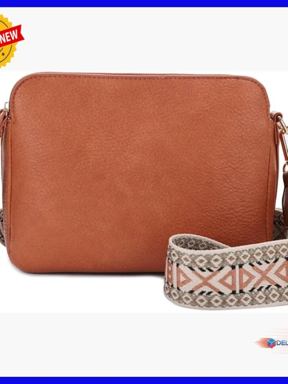 Lightweight Medium Crossbody Purse with Lockable Compartment & Guitar Strap